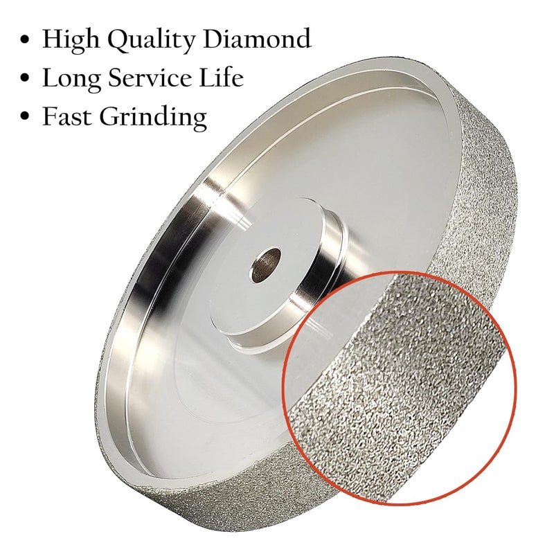 CAQUXIL CBN Grinding Wheel 6" Dia x 1" Wide, 1/2 inch Arbor, Sharpen High Speed Steel Cutting Tools, Diamond Grinding Wheel Grit #80 - Image 5